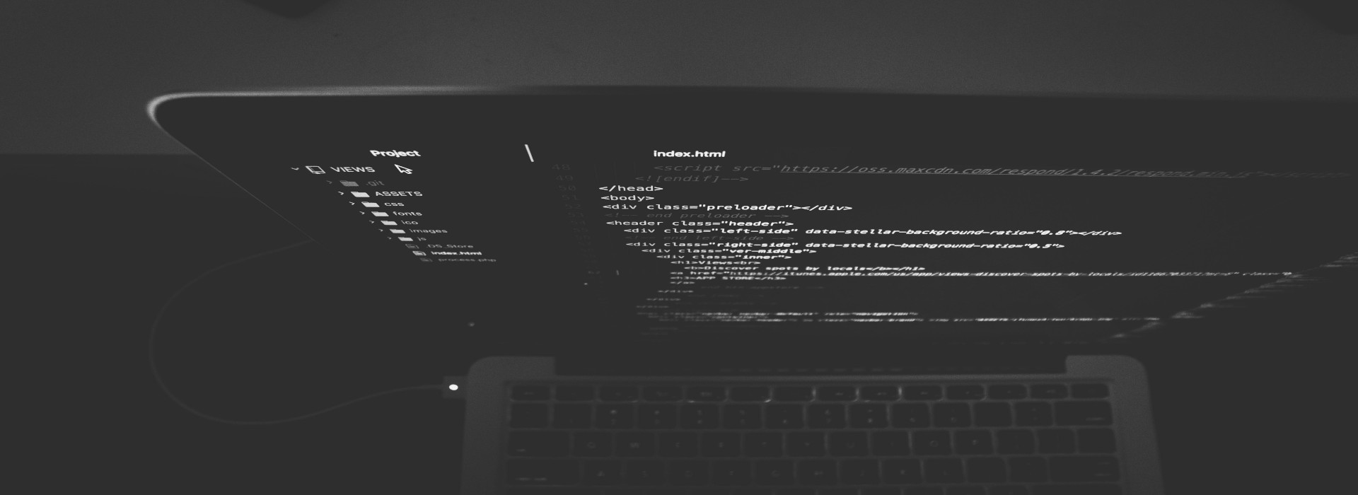 A coding scene in a laptop
